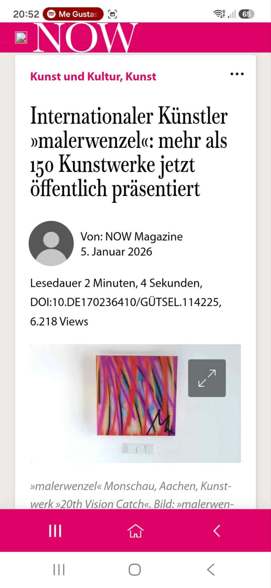 Weitere öffentliche Aufmerksamkeit: NOW Magazine berichtet über malerwenzel
